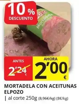 Supermercados MAS Elpozo mortadela con aceitunas oferta