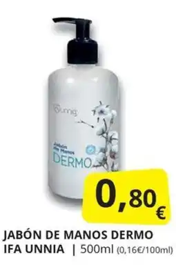 Supermercados MAS Ifa Unnia jabón de manos dermo oferta
