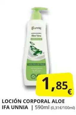 Supermercados MAS Ifa Unnia locion corporal aloe oferta