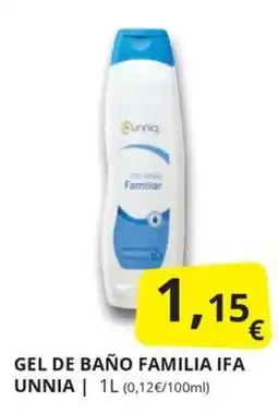 Supermercados MAS Unnia gel de baño familia oferta