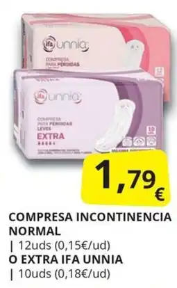 Supermercados MAS Ifa Unnia compresa incontinencia normal oferta