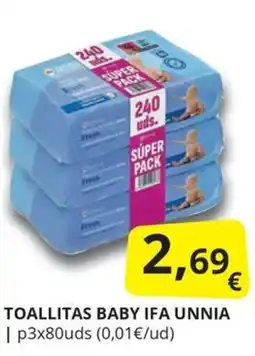 Supermercados MAS Toallitas baby ifa unnia oferta