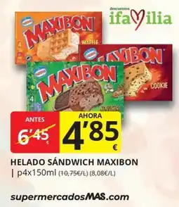 Supermercados MAS helado sandwich maxibon oferta