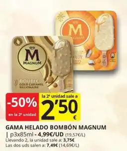Supermercados MAS Magnum helado bombón oferta