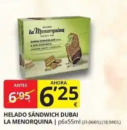Supermercados MAS La Menorquina helado sándwich dubai oferta