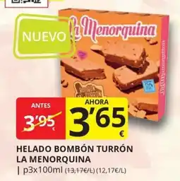 Supermercados MAS La Menorquina helado bombón turron oferta