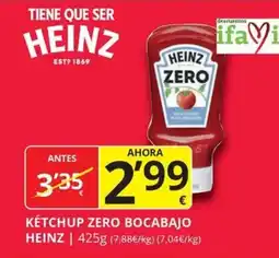 Supermercados MAS Heinz ketchup zero bocabajo oferta