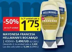Supermercados MAS Hellmann's mayonesa francesa bocabajo oferta