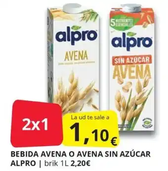 Alpro bebida avena o avena sin azucar