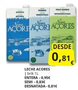 Supermercados MAS Nova Açores leche oferta
