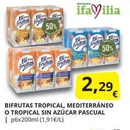 Supermercados MAS Bifrutas tropical, mediterráneo o tropical sin azúcar pascual oferta