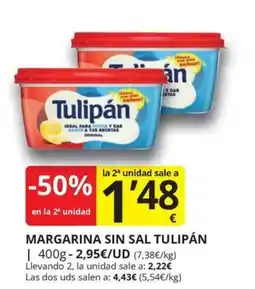 Supermercados MAS Tulipán margarina sin sal oferta