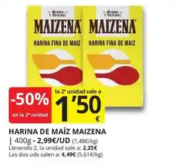 Supermercados MAS Maizena harina de maiz oferta