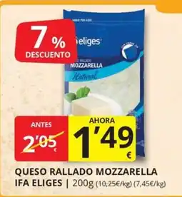 Supermercados MAS Ifa eliges queso rallado mozzarella oferta