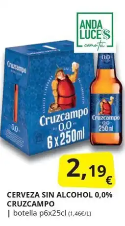 Supermercados MAS Cruzcampo cerveza sin alcohol 0,0% oferta