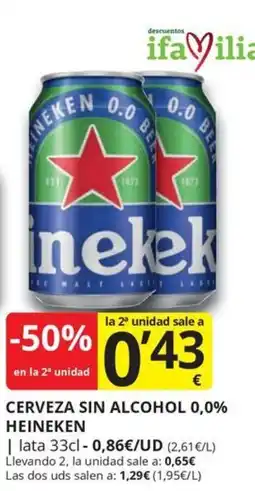 Supermercados MAS Heineken cerveza sin alcohol 0,0% oferta