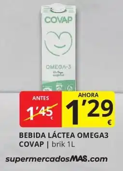 Supermercados MAS Covap bebida láctea omega3 oferta