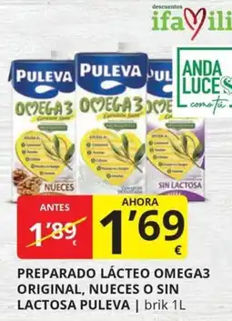 Supermercados MAS Puleva preparado lácteo omega3 original, nueces o sin lactosa oferta