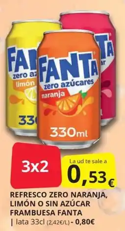 Supermercados MAS Fanta refresco zero naranja, limón o sin azúcar oferta