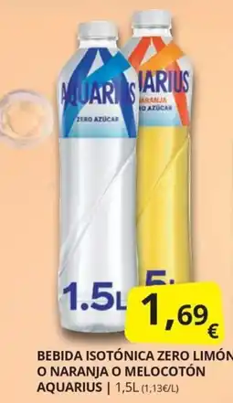 Supermercados MAS Aquarius bebida isotónica zero limón o naranja o melocotón oferta