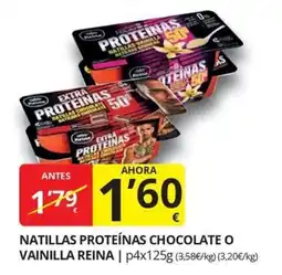 Supermercados MAS Reina natillas proteínas chocolate o vainilla oferta