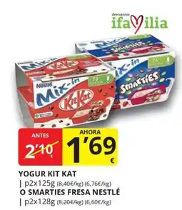Supermercados MAS Yogur kit kat o smarties fresa nestlé oferta