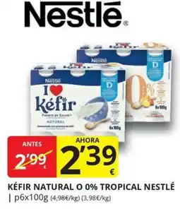 Supermercados MAS Nestlé kéfir natural o 0% tropical oferta