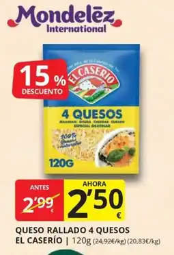 Supermercados MAS El Caserío queso rallado 4 quesos oferta