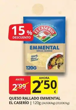Supermercados MAS el caserío queso rallado emmental oferta