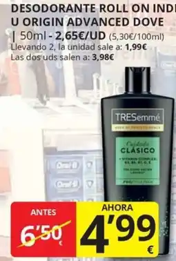 Supermercados MAS Tresemme desodorante roll on oferta