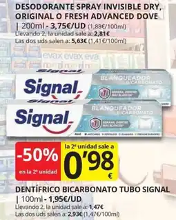 Supermercados MAS Signal dentífrico bicarbonato tubo oferta