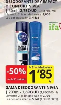 Supermercados MAS nivea desodorante dry impact o confort nivea oferta