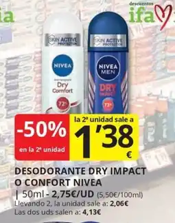 Supermercados MAS Nivea Desodorante dry impact o confort oferta