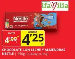 Supermercados MAS Nestlé chocolate con leche y almendras oferta