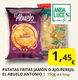 Supermercados MAS El Abuelo Antonio patatas fritas jamón o ajo/perejil oferta
