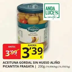 Supermercados MAS Aceituna gordal sin hueso aliño picantita fragata oferta