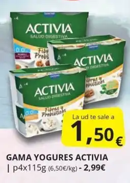 Supermercados MAS Activia gama yogures oferta