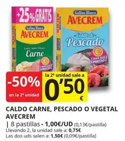 Supermercados MAS Avecrem caldo carne, pescado o vegetal oferta