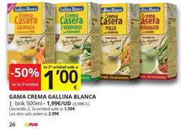 Supermercados MAS Gama Crema Gallina Blanca oferta