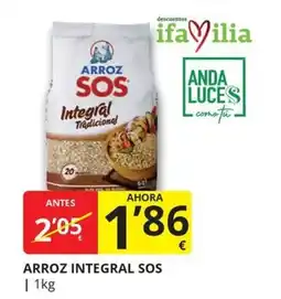 Supermercados MAS Arroz Integral SOS oferta