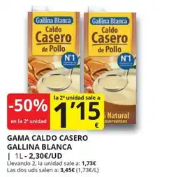 Supermercados MAS Gallina Blanca caldo casero de pollo oferta