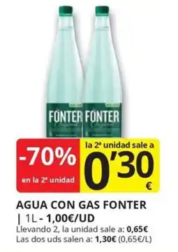Supermercados MAS Agua con gas fonter oferta
