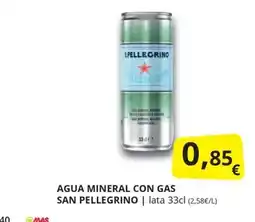 Supermercados MAS San Pellegrino agua mineral con gas oferta