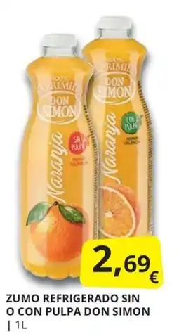 Supermercados MAS Don Simon zumo refrigerado sin o con pulpa oferta