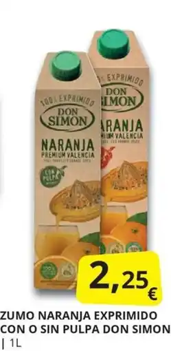 Supermercados MAS Zumo naranja exprimido con o sin pulpa don simon oferta