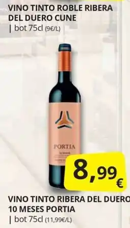 Supermercados MAS Portia vino tinto ribera del duero oferta