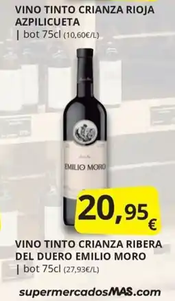 Supermercados MAS Emilio Moro vino tinto crianza rioja azpilicueta oferta