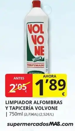 Supermercados MAS Volvone limpiador alfombras y tapicería oferta