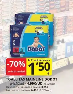 Supermercados MAS Dodot toallitas mainline oferta