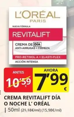 Supermercados MAS L'oréal crema revitalift día oferta